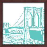 Framed Aqua Brooklyn Bridge