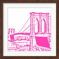 Framed Pink Brooklyn Bridge