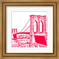 Framed Red Brooklyn Bridge