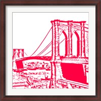 Framed Red Brooklyn Bridge