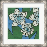 Framed Turquoise Batik Botanical II