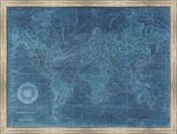 Framed Azure World Map