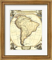 Framed Nautical Map of South America