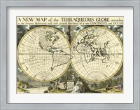 Framed New Map Terra. Globe, Ox., 1700-01