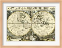 Framed New Map Terra. Globe, Ox., 1700-01
