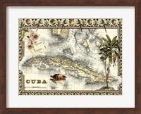 Framed Tropical Map of Cuba