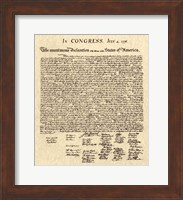 Framed Declaration of Independence Khaki