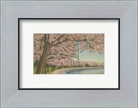 Framed Wash. Monument & Cherry Blossoms