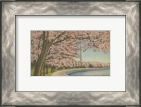 Framed Wash. Monument & Cherry Blossoms