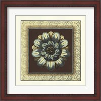 Framed Brown & Blue Rosettes I brown