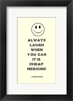 Framed Always Laugh Lord Byron Quote