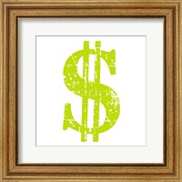Framed Lime Dollar Sign