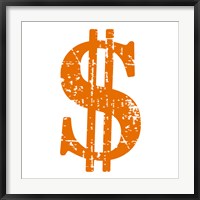 Framed Orange Dollar Sign