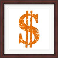 Framed Orange Dollar Sign