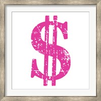 Framed Pink Dollar Sign