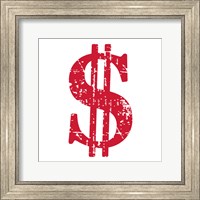 Framed Red Dollar Sign