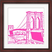 Framed Pink Brooklyn Bridge