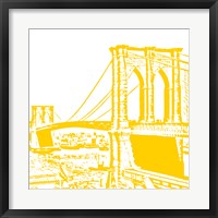 Yellow Brooklyn Bridge Framed Print