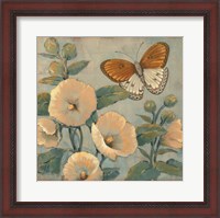 Framed Butterfly & Hollyhocks I