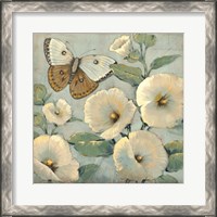 Framed Butterfly & Hollyhocks II