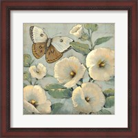 Framed Butterfly & Hollyhocks II
