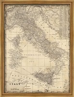 Framed Antique Map of Italy