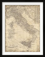 Framed Antique Map of Italy