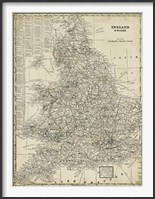 Framed Antique Map of England