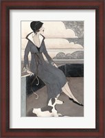 Framed Art Deco Lady With Dog