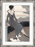 Framed Art Deco Lady With Dog