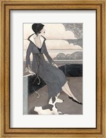 Framed Art Deco Lady With Dog