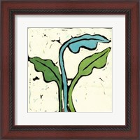 Framed Teal Batik Botanical IV