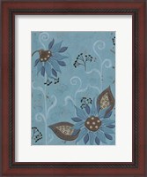 Framed Whimsical Blue Floral I