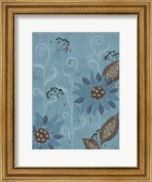 Framed Whimsical Blue Floral II