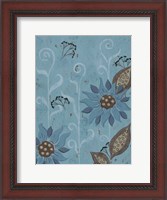 Framed Whimsical Blue Floral II