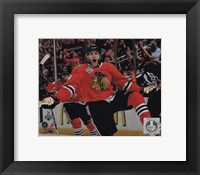 Framed Patrick Kane celebrating first goal Game 5 of the 2013 Stanley Cup Finals