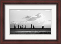 Framed Group of Sailboats Sailing in the Sea