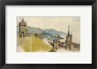 Framed View of a Walled City in River Landscape