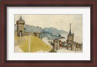 Framed View of a Walled City in River Landscape