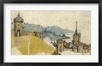 Framed View of a Walled City in River Landscape