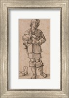 Framed Young Peasant Holding a Jar