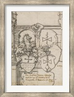 Framed Stained-Glass Design with Two Coats of Arms