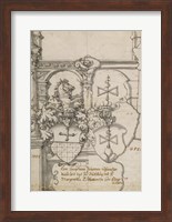 Framed Stained-Glass Design with Two Coats of Arms
