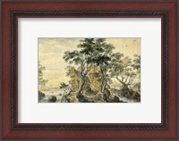 Framed River Landscape with House on a Rocky Island