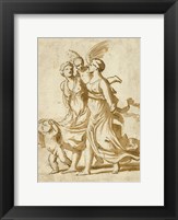 Framed Two Girls Accompanied by Cupid