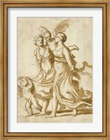 Framed Two Girls Accompanied by Cupid