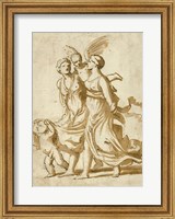 Framed Two Girls Accompanied by Cupid