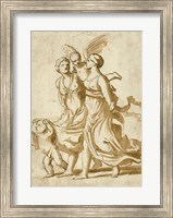 Framed Two Girls Accompanied by Cupid