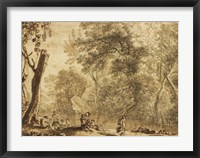 Framed Woodland Landscape with Nymphs and Satyrs