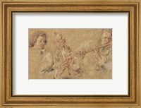 Framed Two Studies of Flutist and Head of a Boy